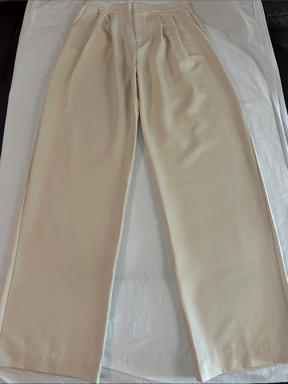 Betro Simone Ecru Wide-Leg Dress Pants Size S